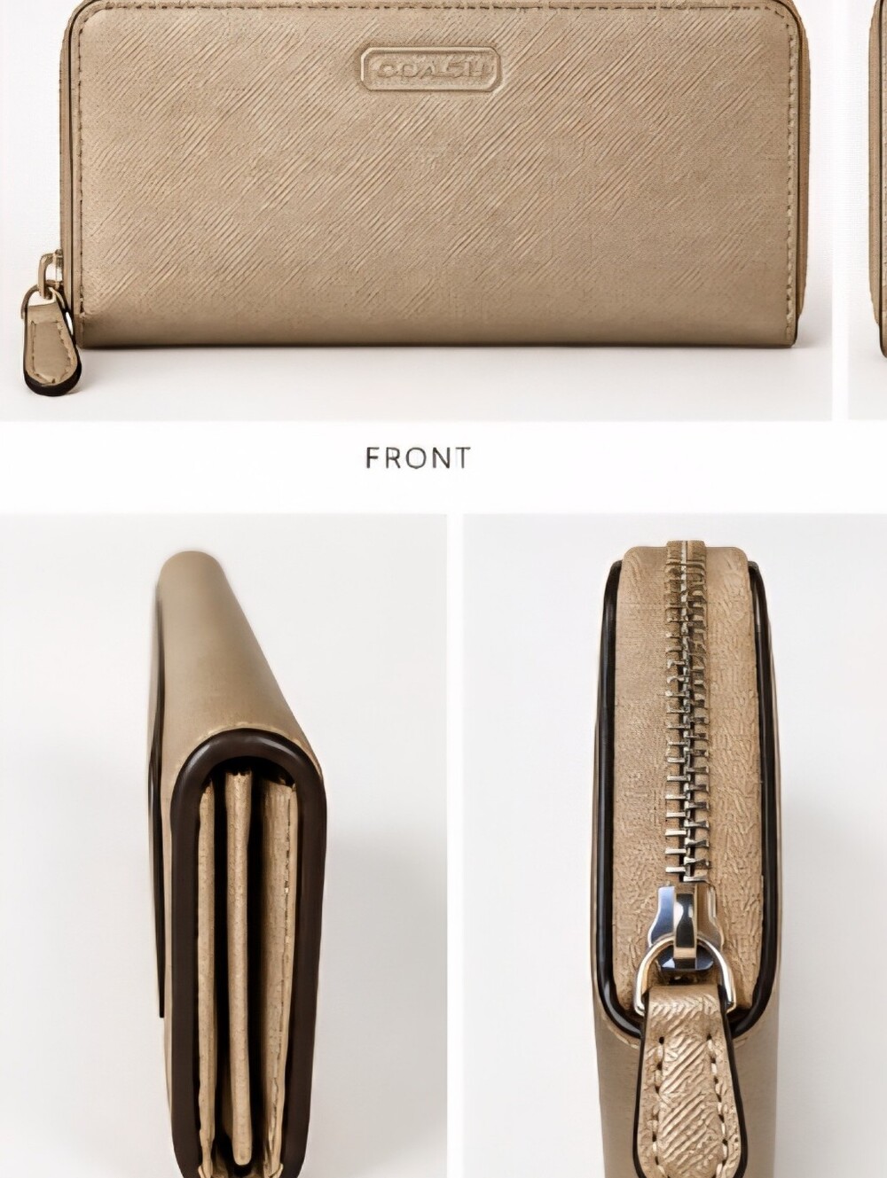 Coach Gold Metallic Zip-Around Leather Wallet - Picture 4 of 8